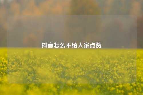 抖音怎么不给人家点赞