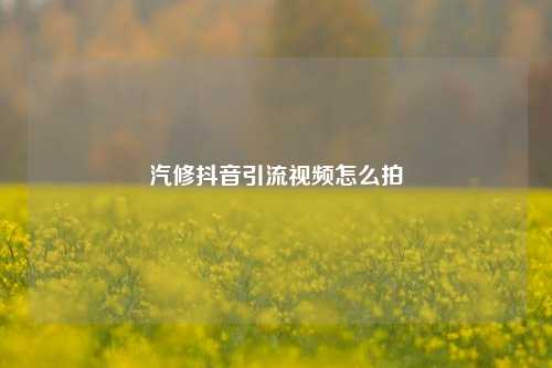 汽修抖音引流视频怎么拍