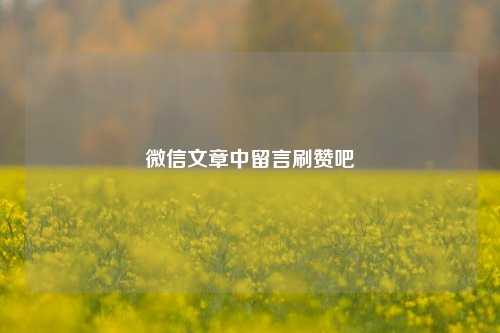 微信文章中留言刷赞吧